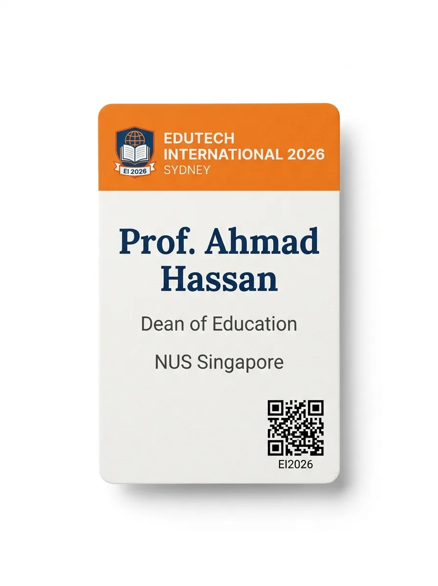 EduTech International 2026 — front of badge