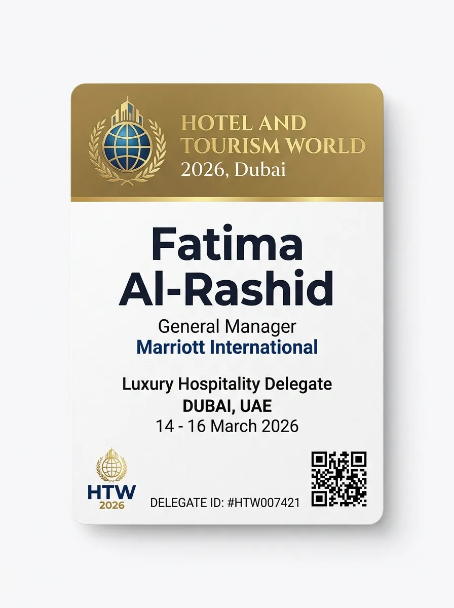 Hotel & Tourism World 2026 — front of badge