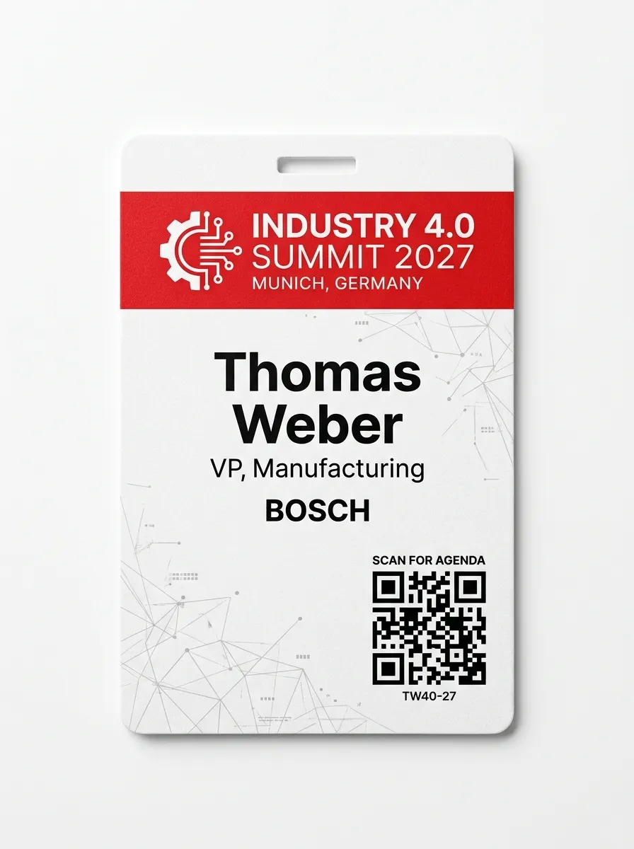 Industry 4.0 Summit 2027 — front of badge