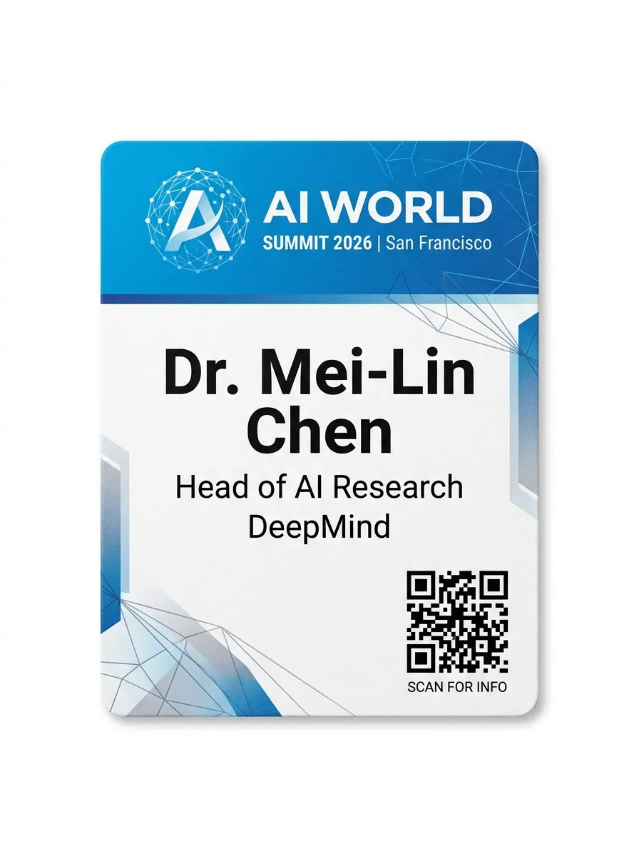 AI World Summit 2026 — front of badge