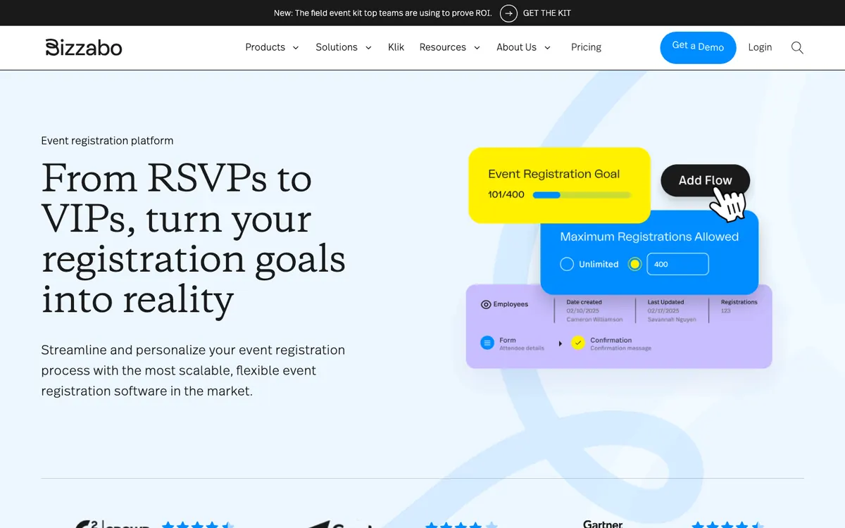 Bizzabo event registration software website screenshot