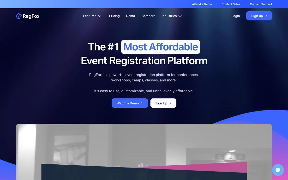 RegFox event registration software website screenshot