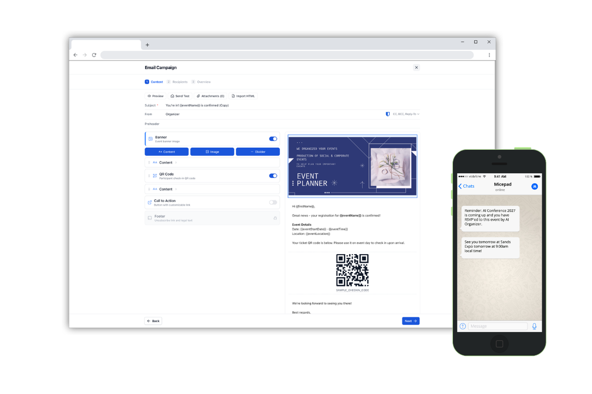 Email and WhatsApp Campaigns