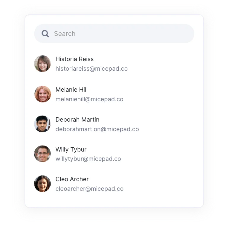 Micepad Singapore Event Check-in App allows participants to quickly search for the people they need to